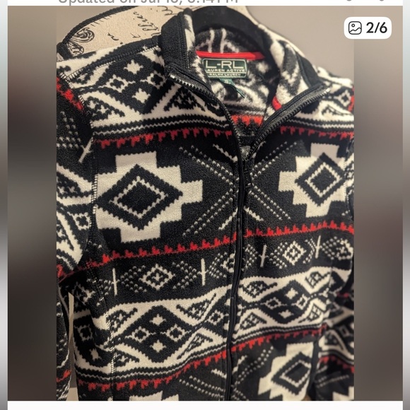 LRL Ralph Lauren Black, White & Red Patterned Jacket - Picture 2 of 10